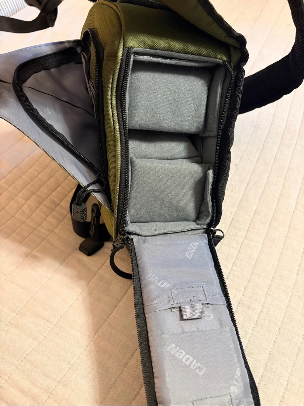 Caden Olive Green Sling Backpack Compact Crossbody Camera Bag
